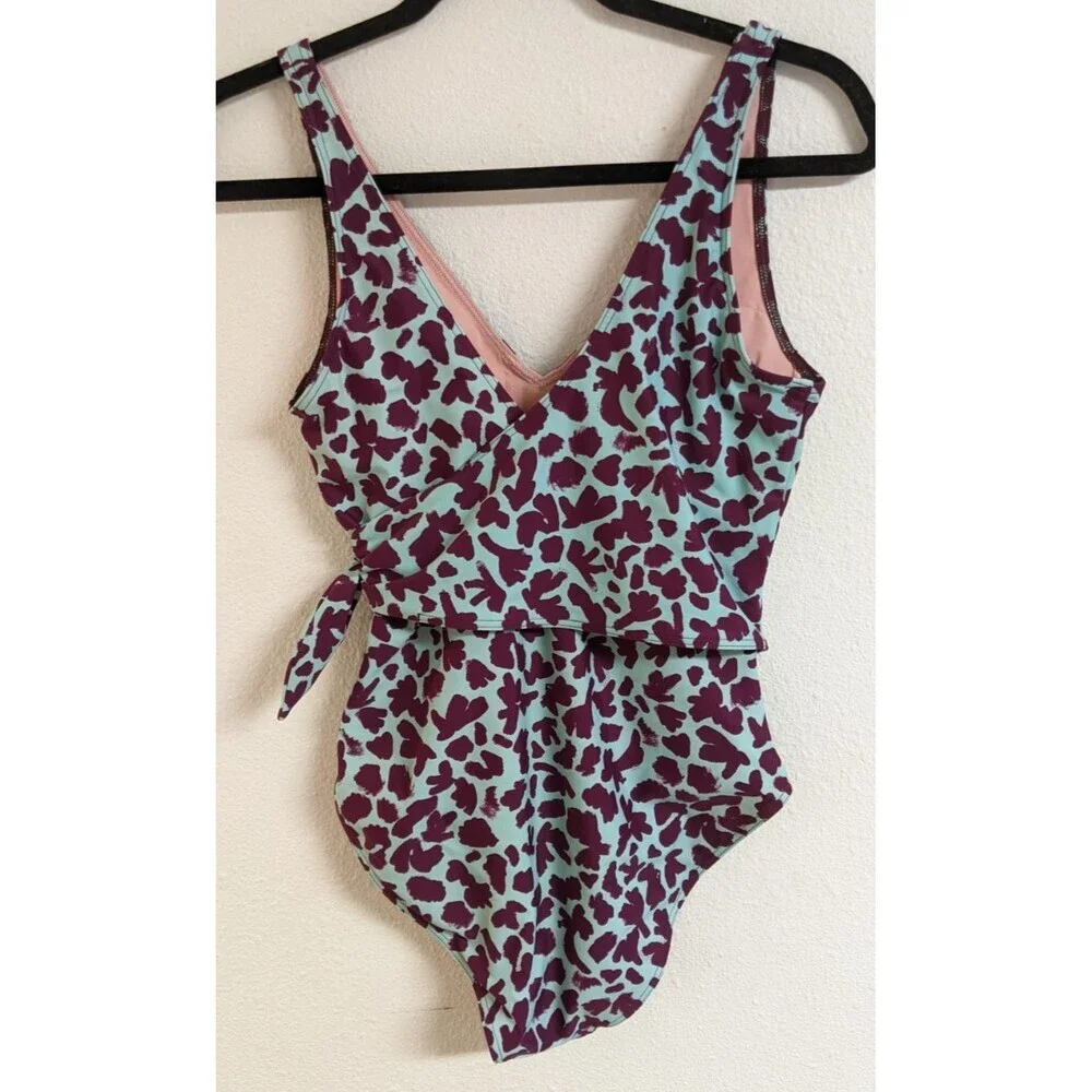 $195 Tanya Taylor Women's Blue Purple Kelly One-Piece Swimsuit Size Medium